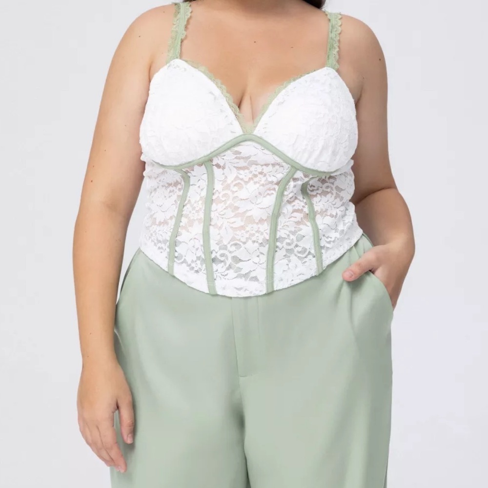 Cider NWOT Floral Lace faux Corset Tank Top size: 2XL - Picture 3 of 11